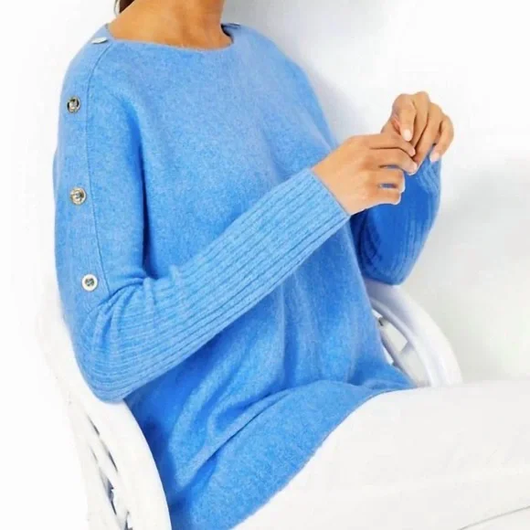NWT Lilly Pulitzer Arna Sweater Heathered Abaco Blue– Beautiful Size Large - Picture 12 of 14